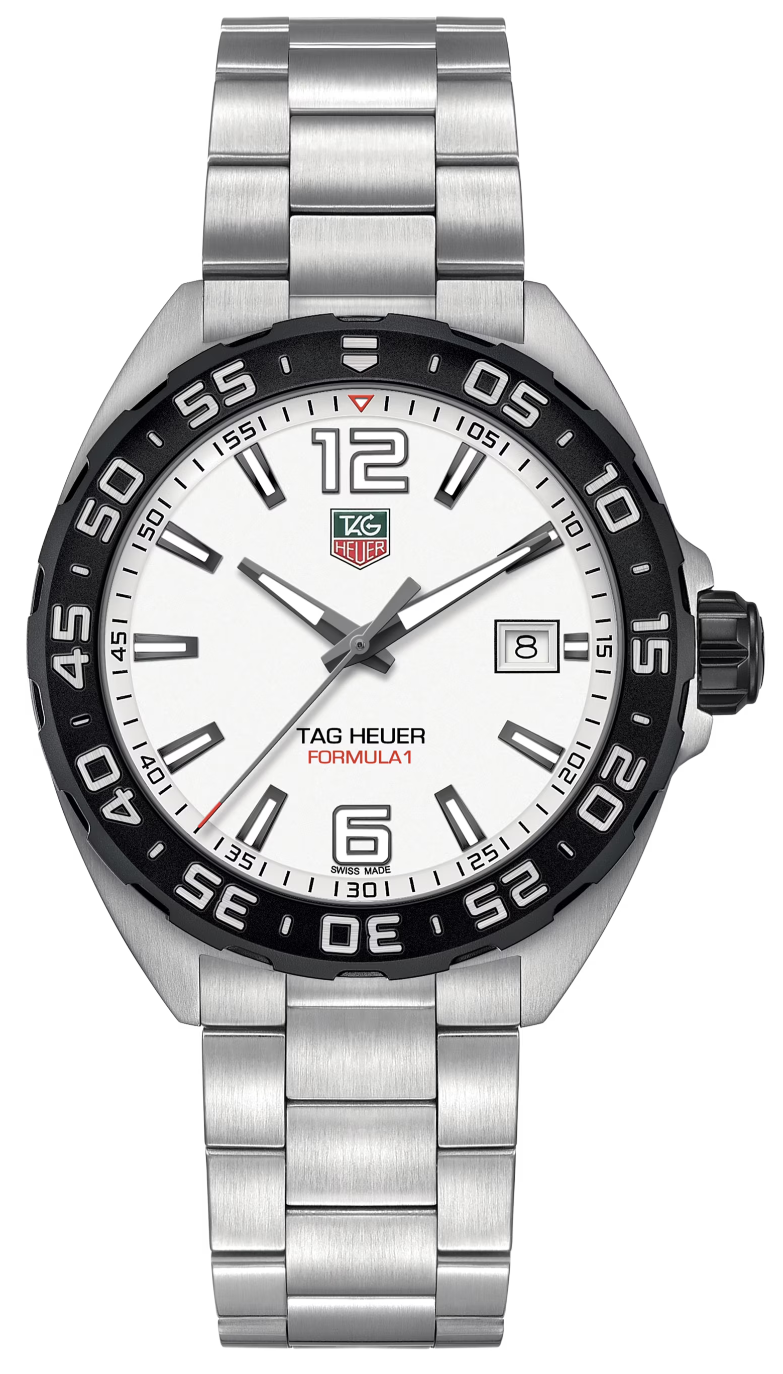 Tag Heuer Formula 1 White Dial Silver Steel Strap Watch for Men - WAZ1111.BA0875