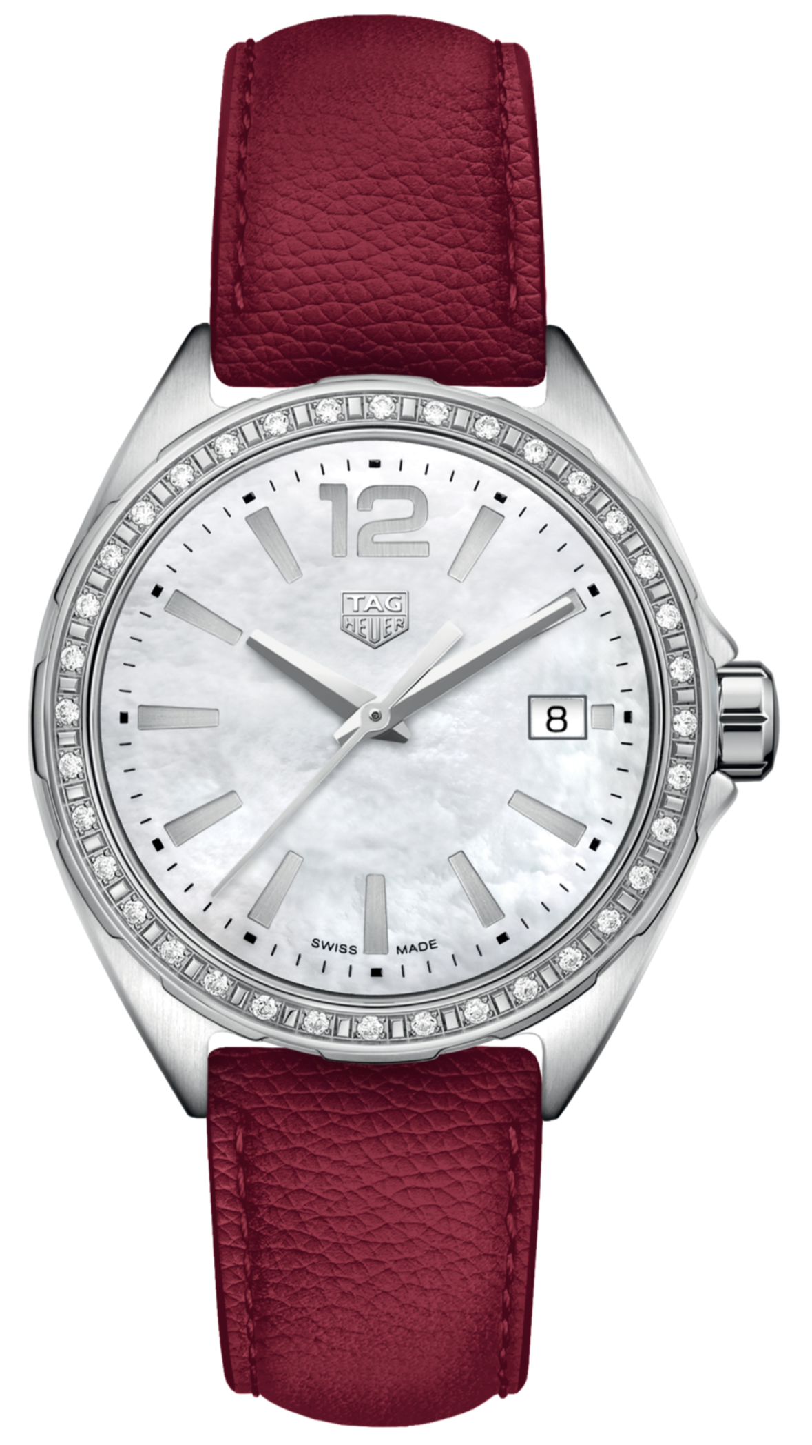 Tag Heuer Formula 1 Quartz Mother of Pearl Dial Red Leather Strap Watch for Women - WBJ131A.FC8253