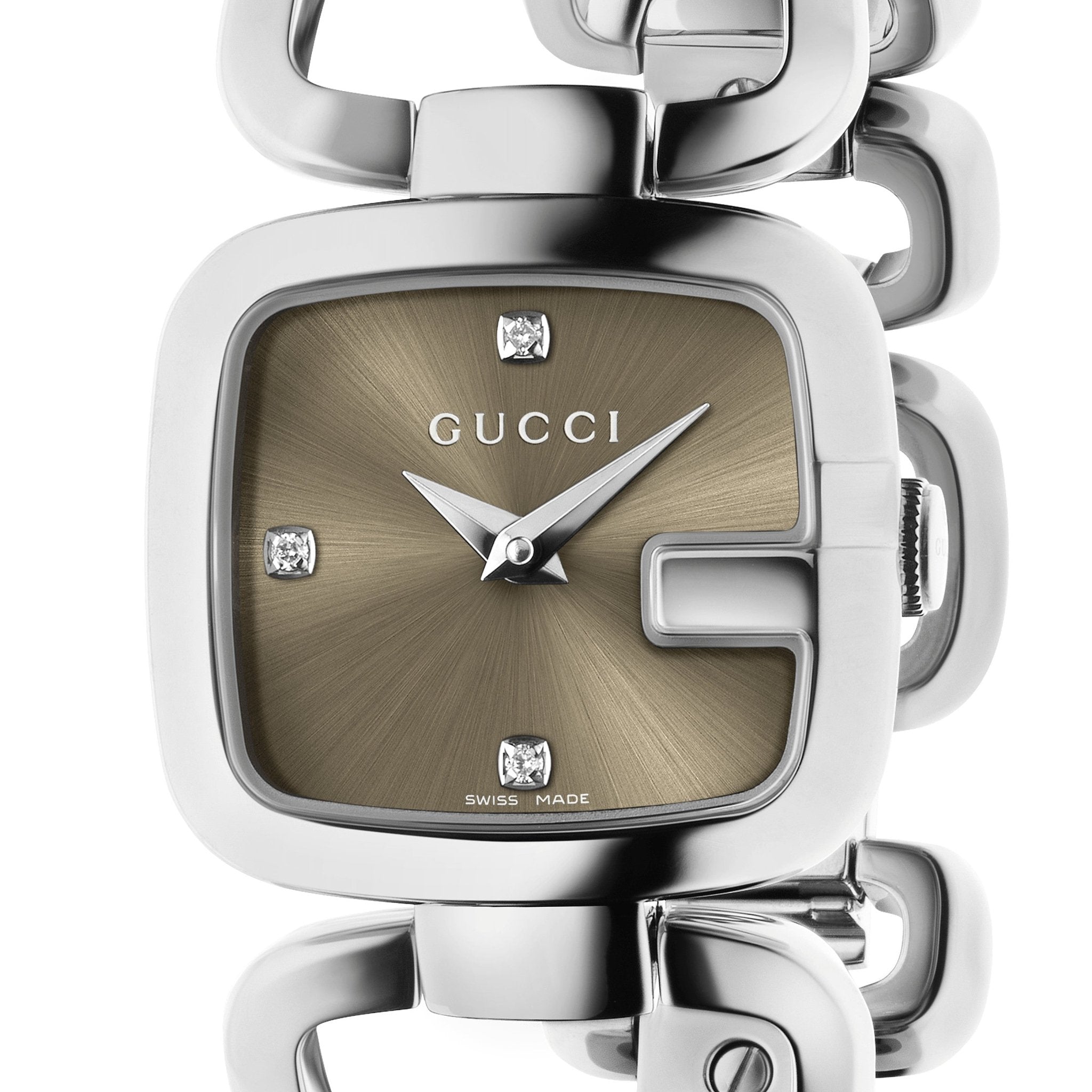 Gucci G Gucci Brown Dial Silver Steel Strap Watch For Women - YA125503