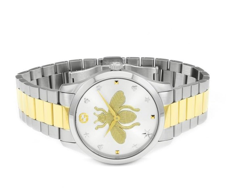 Gucci G Timeless Silver Dial Two Tone Steel Strap Watch For Women - YA126599