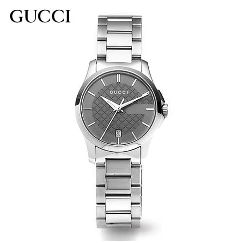 Gucci G Timeless Grey Dial Silver Steel Strap Watch For Women - YA126522