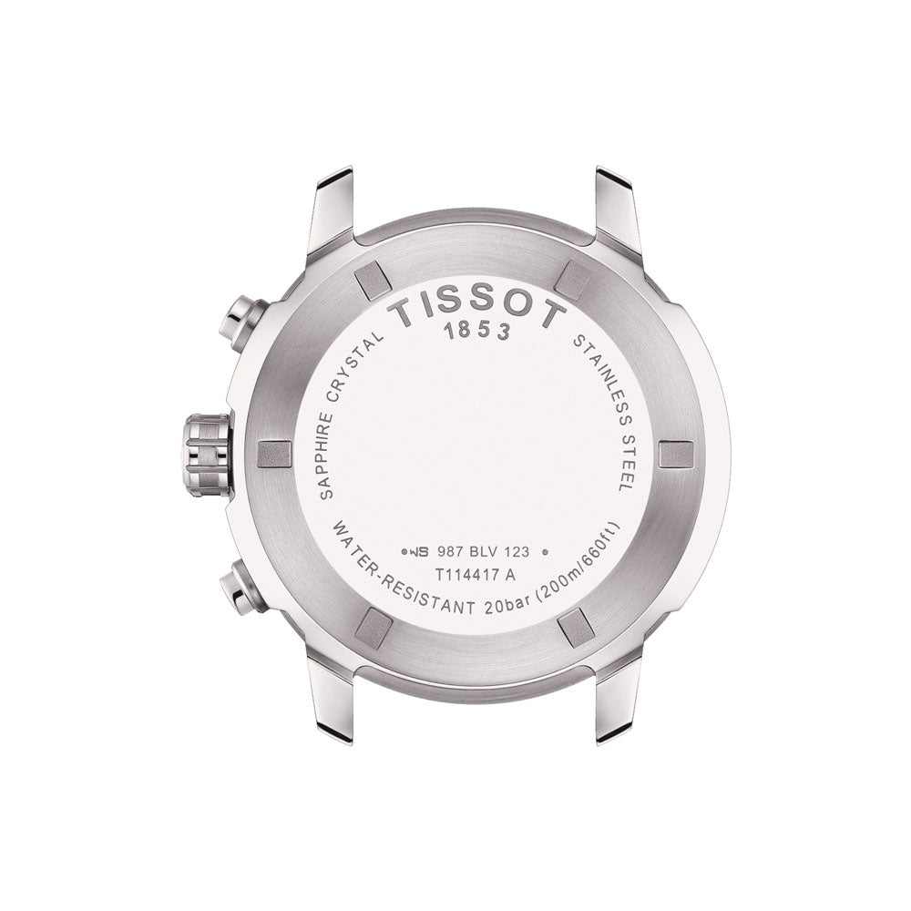 Tissot T Sport PRC 200 Chronograph White Dial Silver Steel Strap Watch For Men - T114.417.11.037.00