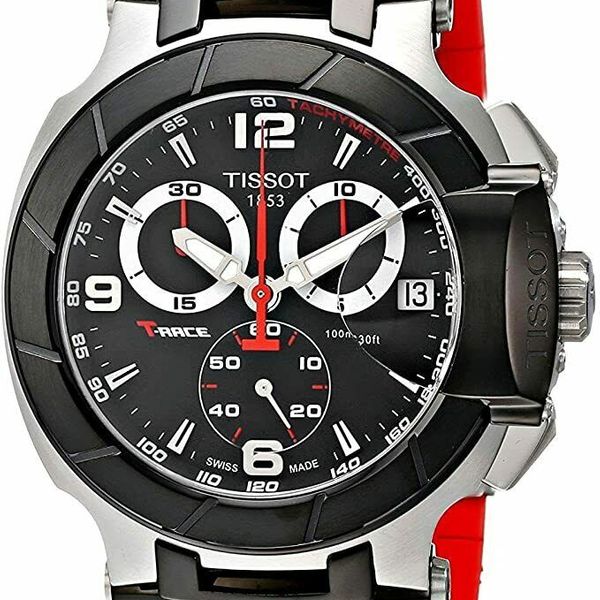 Tissot T Race Chronograph Black Dial Red Silicone Strap Watch For Men - T115.417.27.051.00