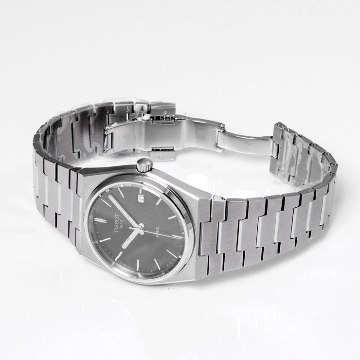 Tissot PRX Quartz Black Dial Silver Steel Strap Watch For Men - T137.410.11.051.00