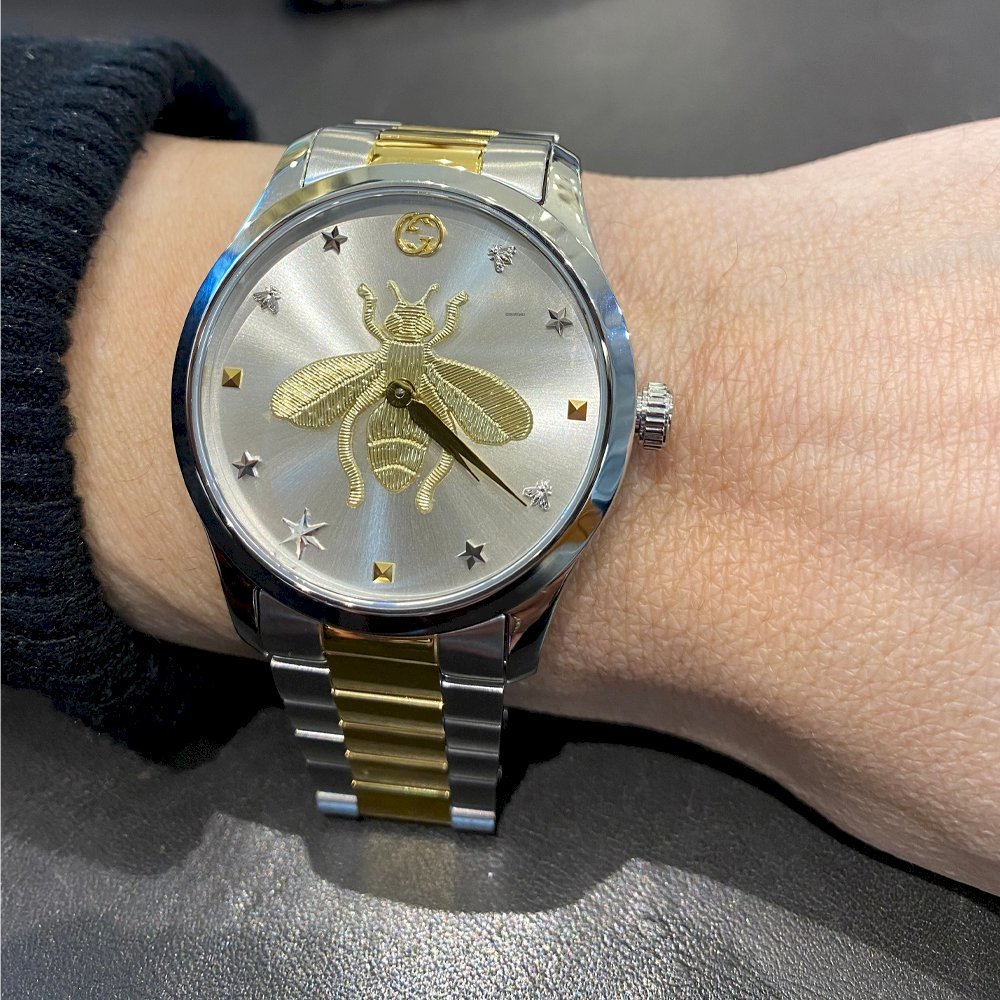 Gucci G Timeless Silver Dial Two Tone Steel Strap Watch For Women - YA126599