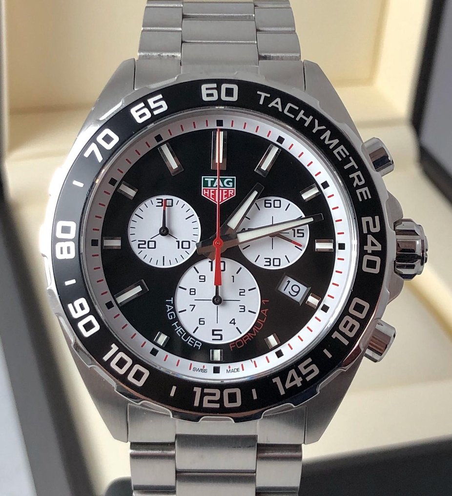 Tag Heuer Formula 1 Chronograph Black Dial Silver Steel Strap Watch for Men - CAZ101E.BA0842