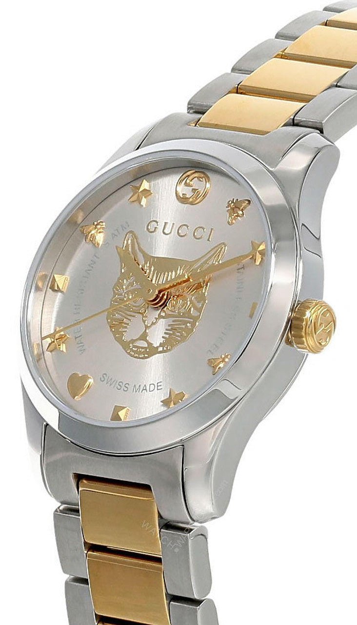 Gucci G Timeless Silver Dial Two Tone Steel Strap Watch For Women - YA126599