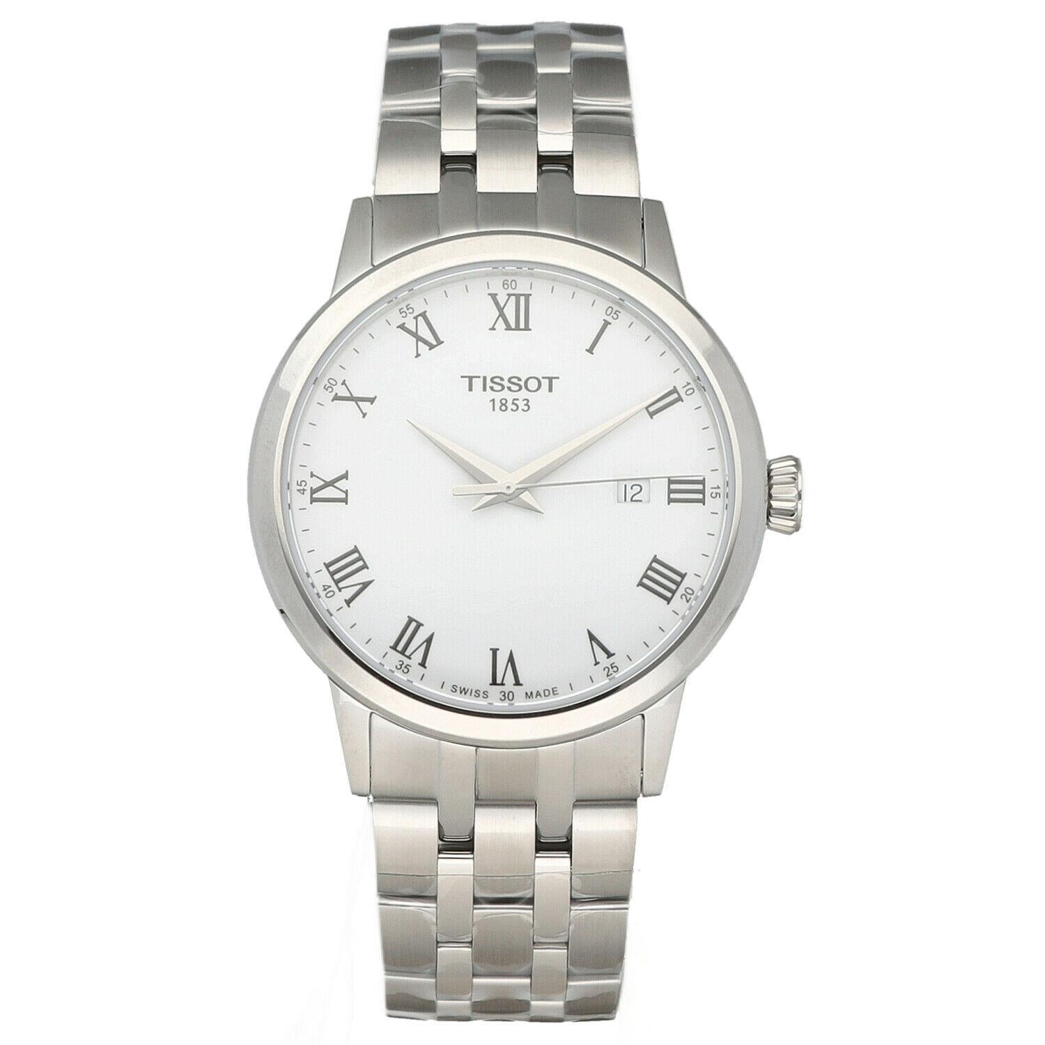 Tissot T Classic Dream White Dial Silver Steel Strap Watch For Men - T129.410.11.013.00