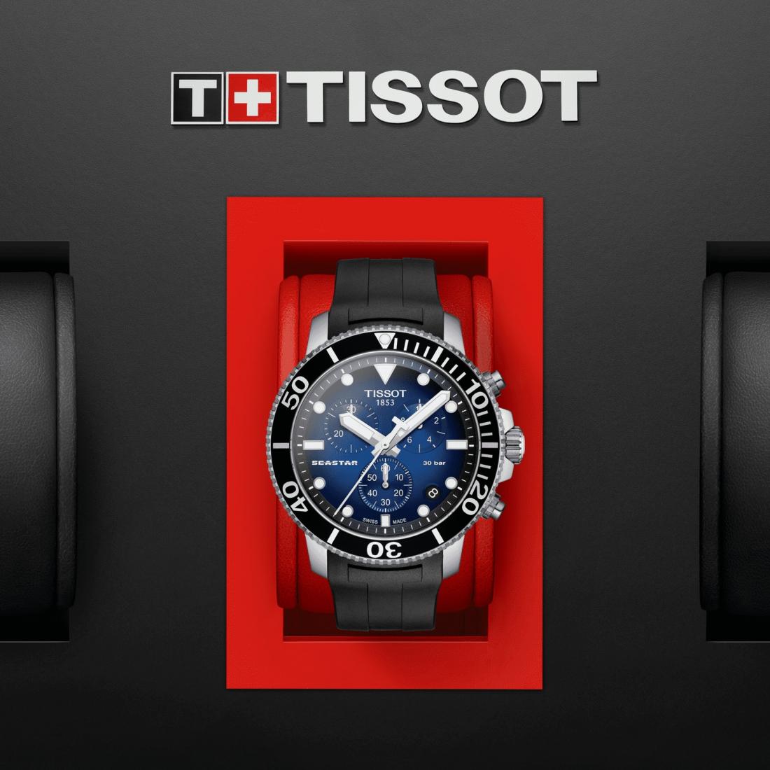 Tissot Seastar 1000 Chronograph Blue Dial Black Rubber Strap Watch For Men - T120.417.17.041.00