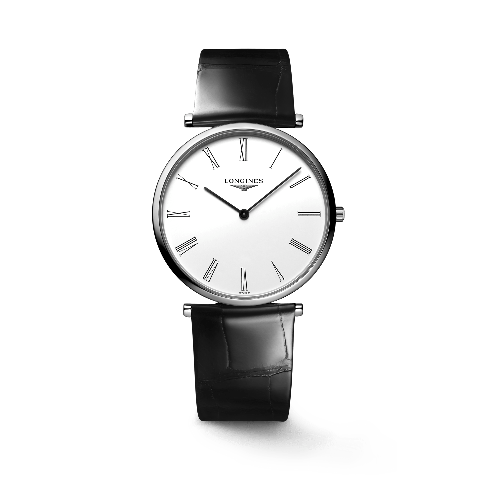 Longines La Grande Classique De Longines White Dial Black Leather Strap Watch for Women - L4.755.4.11.2