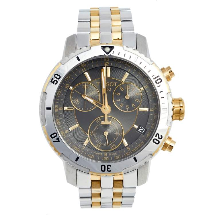 Tissot T Sport PRS 200 Chronograph Black Dial Two Tone Steel Strap Watch For Men - T067.417.22.051.00