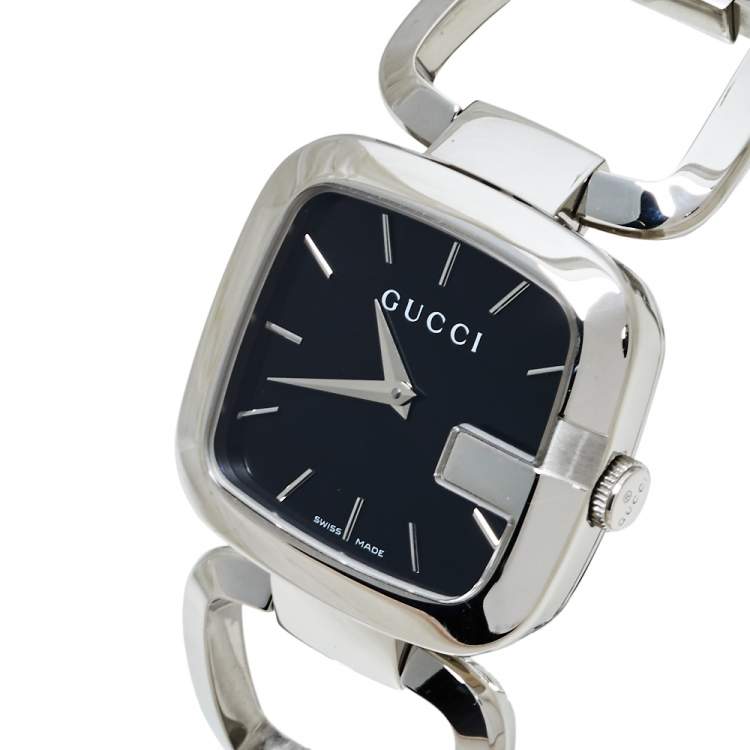 Gucci G Gucci Black Dial Silver Steel Strap Watch For Women - YA125407