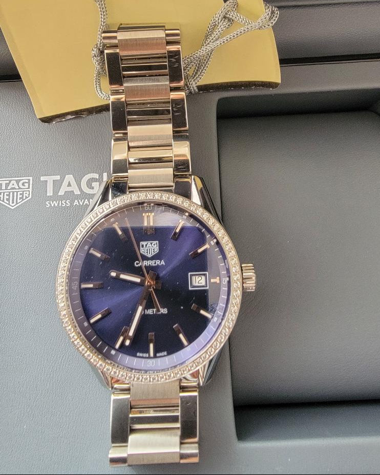 Tag Heuer Carrera Quartz Diamonds Blue Dial Silver Steel Strap Watch for Women - WAR1114.BA0601