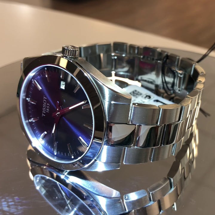 Tissot Gentleman Blue Dial Silver Steel Strap Watch For Men - T127.410.11.041.00