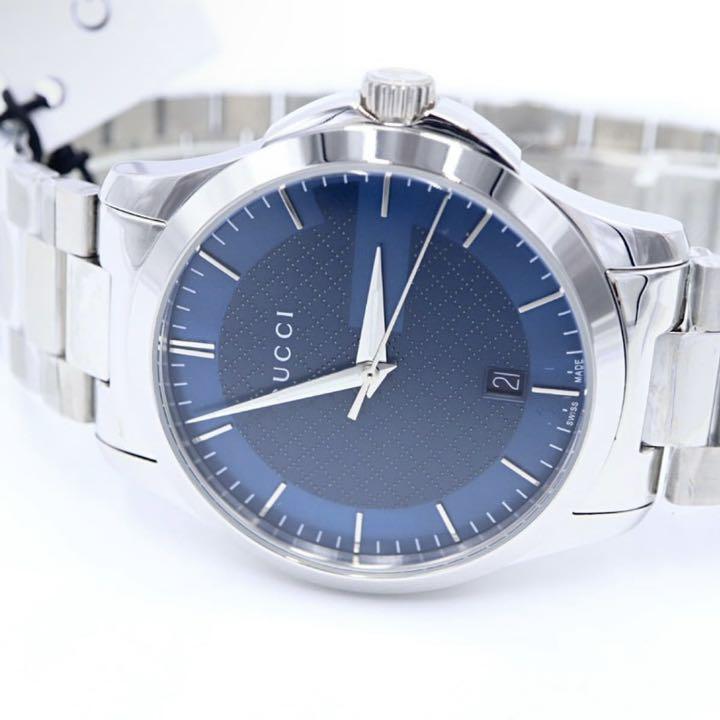 Gucci G Timeless Blue Dial Silver Steel Strap Watch For Men - YA126440