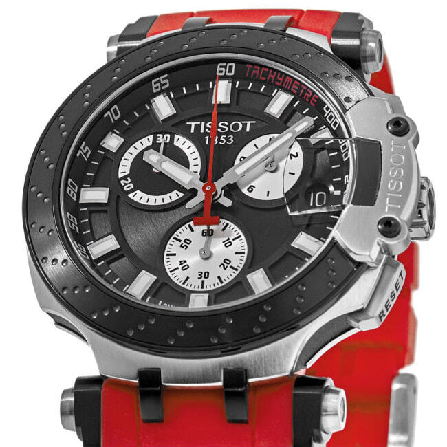 Tissot T Race Chronograph Black Dial Red Silicone Strap Watch For Men - T115.417.27.051.00