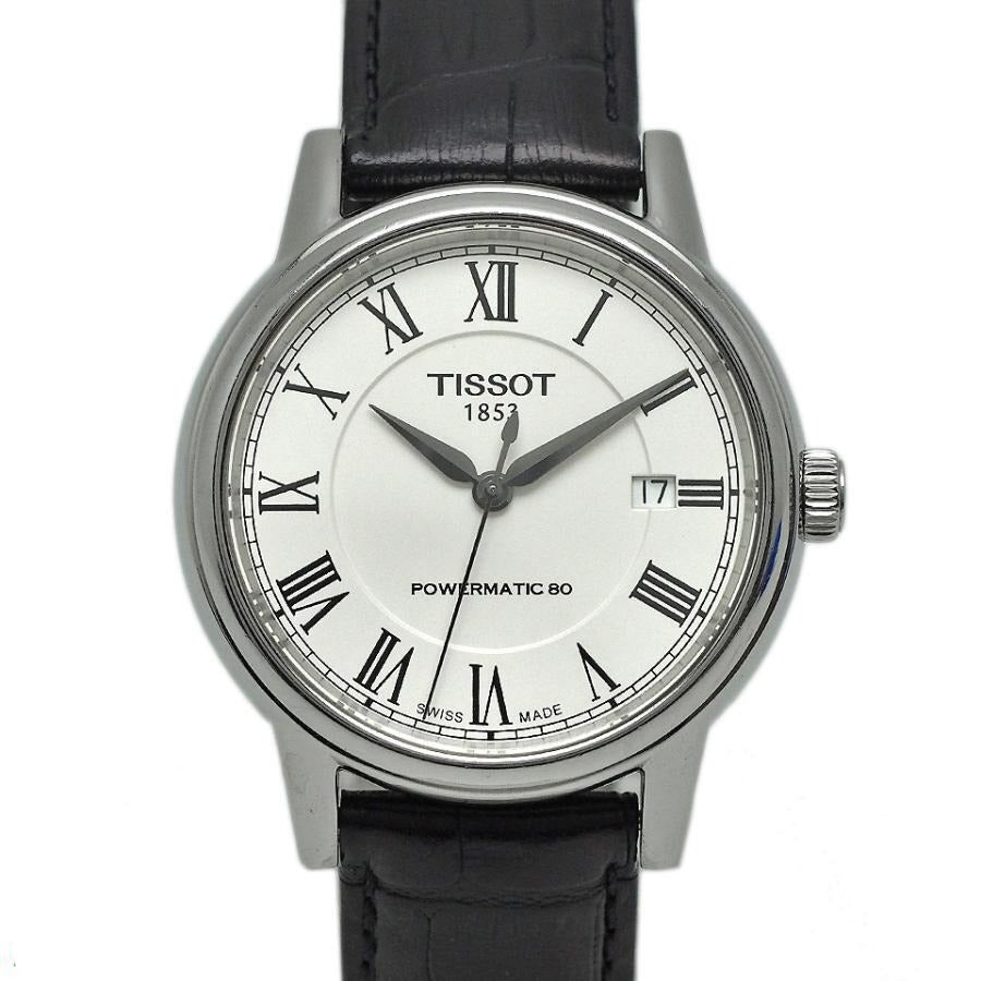 Tissot Carson Powermatic 80 White Dial Black Leather Strap Watch For Men - T085.407.16.013.00