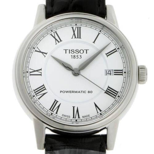 Tissot Carson Powermatic 80 White Dial Black Leather Strap Watch For Men - T085.407.16.013.00