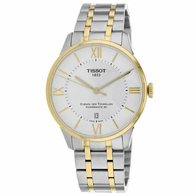 Tissot Chemin Des Tourelles Powermatic 80 Silver Dial Two Tone Steel Strap Watch For Men - T099.407.22.038.00