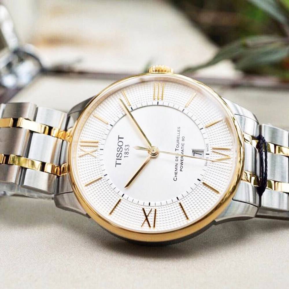 Tissot Chemin Des Tourelles Powermatic 80 Silver Dial Two Tone Steel Strap Watch For Men - T099.407.22.038.00