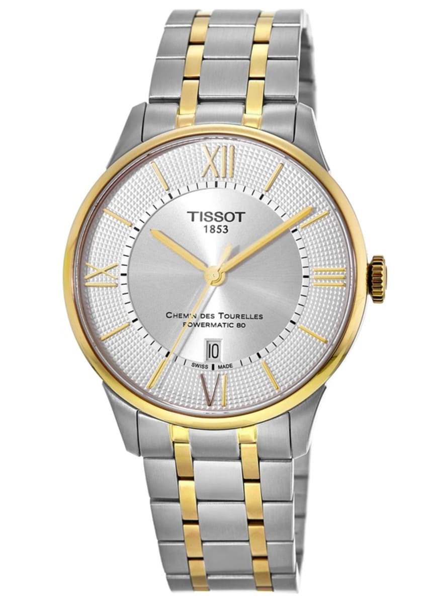 Tissot Chemin Des Tourelles Powermatic 80 Silver Dial Two Tone Steel Strap Watch For Men - T099.407.22.038.00