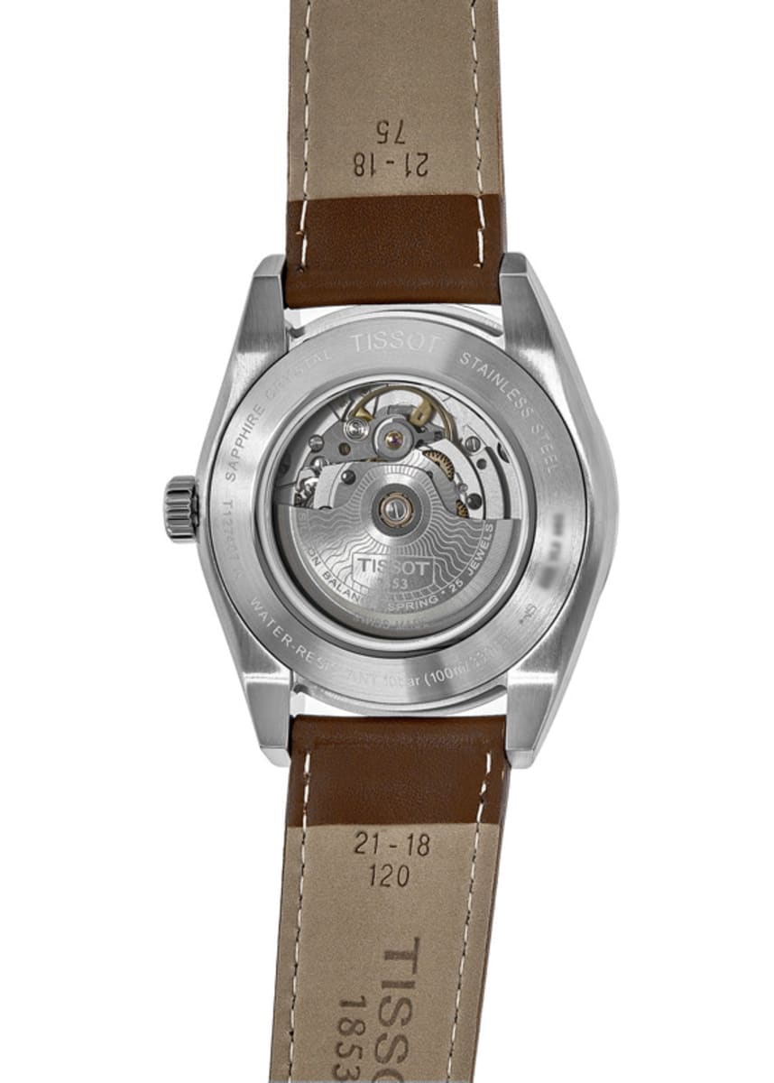 Tissot Gentleman Powermatic 80 Silicium Blue Dial Brown Leather Strap Watch For Men - T127.407.16.041.00