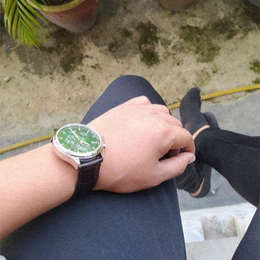 Tissot Chrono XL Chronograph Classic Green Dial Brown Leather Strap Watch For Men - T116.617.16.091.00