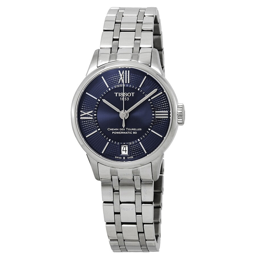 Tissot Chemin Des Tourelles Powermatic 80 Lady Blue Dial Silver Steel Strap Watch For Women - T099.207.11.048.00