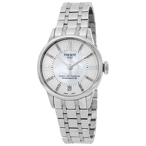 Tissot Chemin Des Tourelles Powermatic 80 Helvetic Silver Dial Silver Steel Strap Watch For Women - T099.207.11.116.00