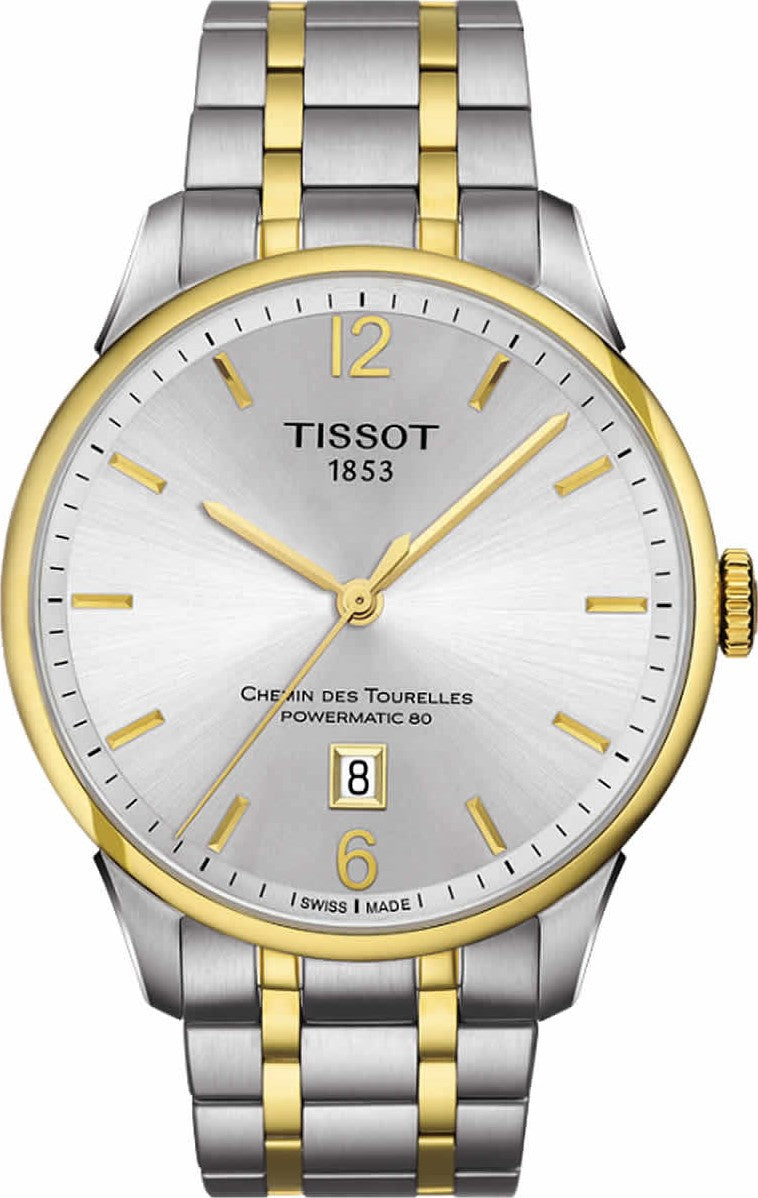 Tissot Chemin Des Tourelles Powermatic 80 Lady Silver Dial Two Tone Steel Strap Watch For Women - T099.207.22.037.00