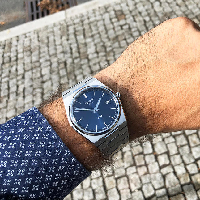 Tissot T Classic PRX Blue Dial Silver Steel Strap Watch For Men - T137.410.11.041.00