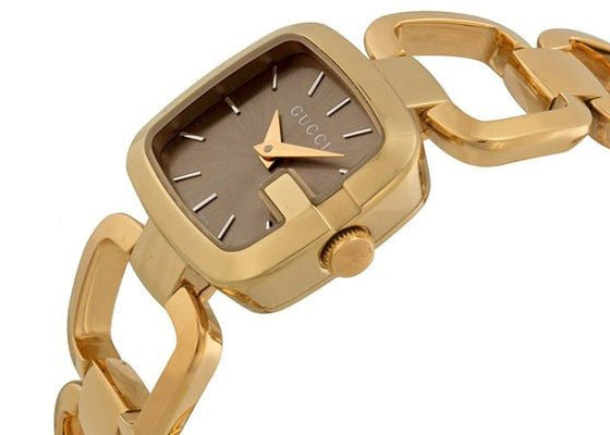 Gucci G Gucci Sunbrushed Brown Dial Rose Gold Steel Strap Watch For Women - YA125511