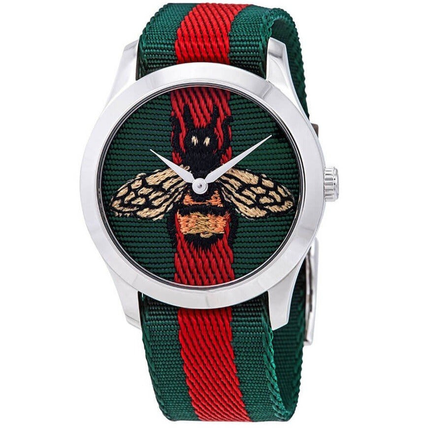 Gucci Le Marche des Merveilles Red & Green Dial Red & Green Nylon Strap Unisex Watch - YA1264060