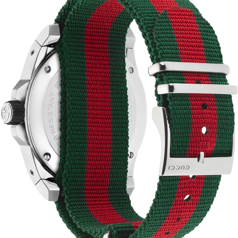 Gucci Dive Black Dial Red & Green Nylon Strap Watch For Men - YA136209