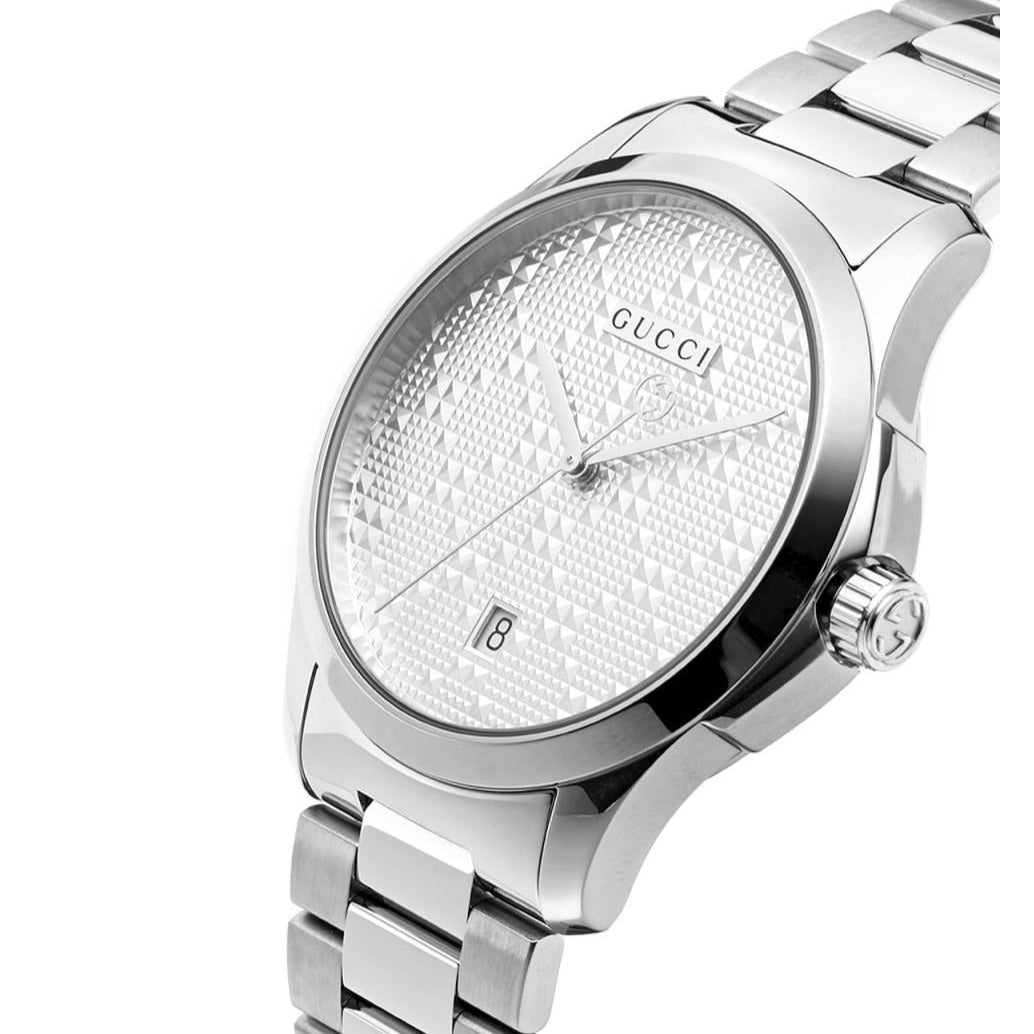 Gucci G Timeless Quartz Silver Dial Silver Steel Strap Watch For Women - YA126459