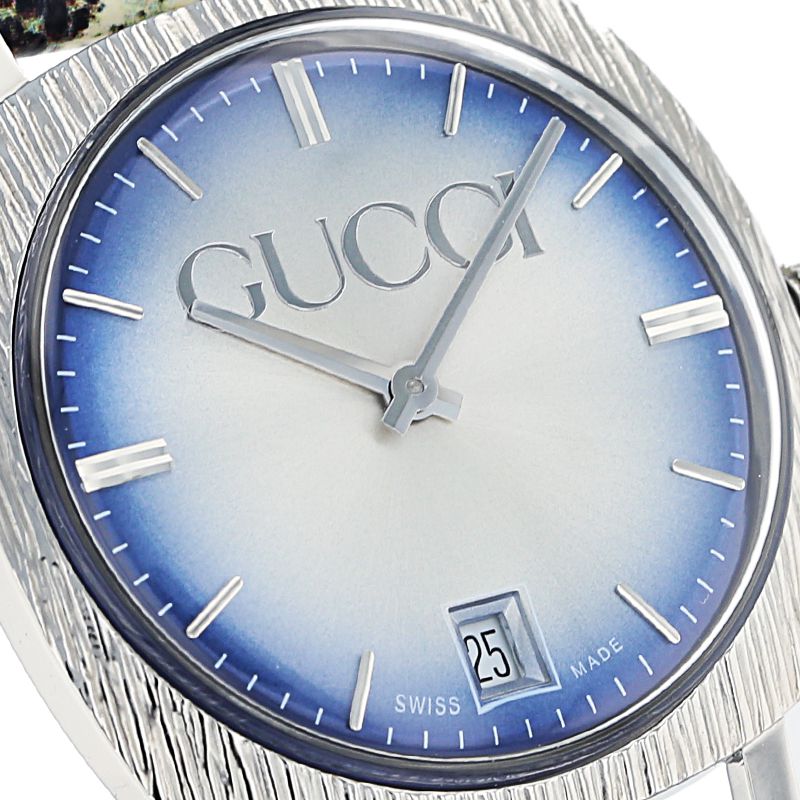 Gucci Grip Vintage Blue Dial Snakeskin Brown Leather Strap Watch for Women - YA152401
