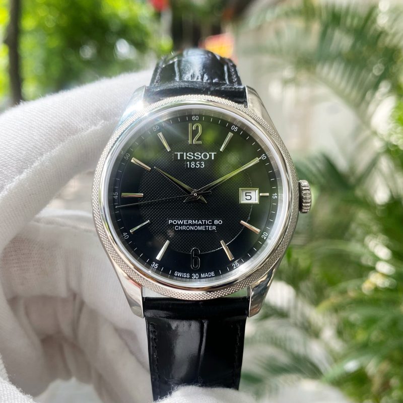 Tissot Ballade Powermatic 80 Cosc Black Dial Black Leather Strap Watch For Men - T108.408.16.057.00