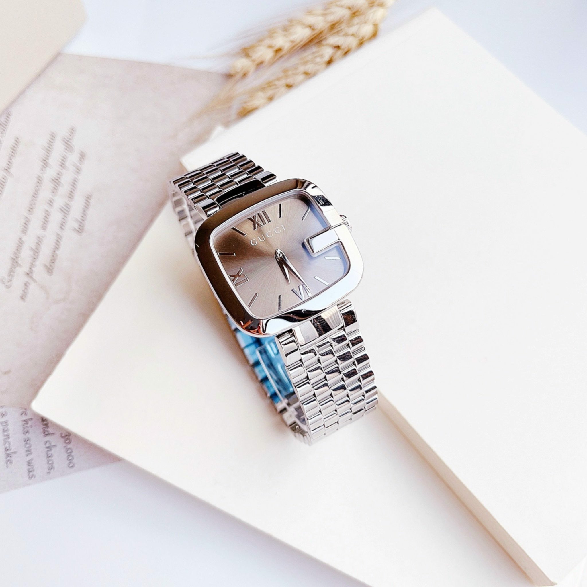 Gucci G-Gucci Brown Dial Silver Steel Strap Watch For Women - YA125413